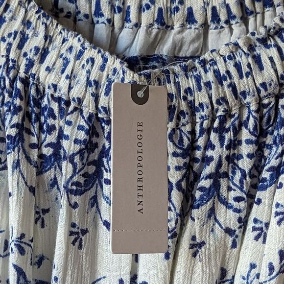 Anthropologie Romper Clemente Belted Off Shoulder Blue Flower Print NWT - Picture 10 of 11